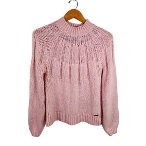 Abercrombie‎ & Fitch Women's Small Pink Knit Mock Neck Long Sleeve Sweater Soft